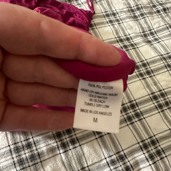 Lucy In The Sky Mauve Glitter Ruched Spaghetti Strap Body-con Mini Dress Size M - Picture 14 of 16